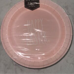 Rae Dunn ~ "Happy Easter" ~ Pink Paper Plates Dessert Serve 16 ~ NEW!